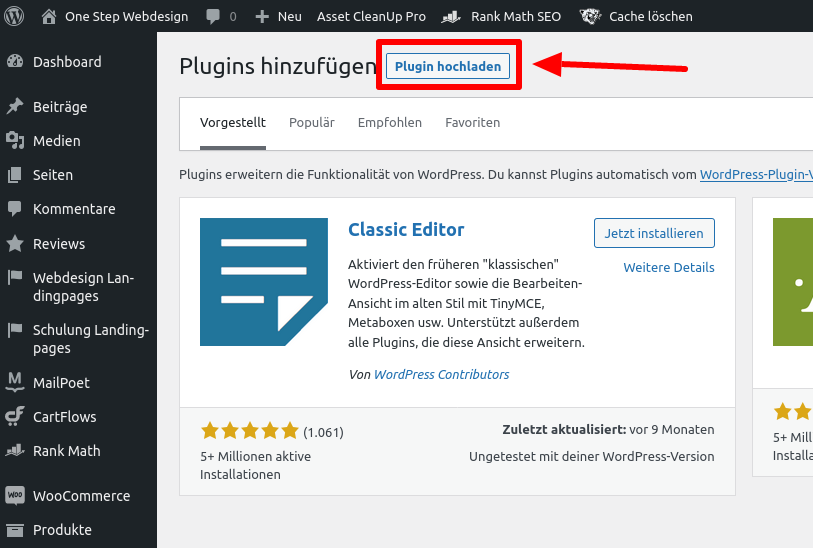 Happy Files - Plugin hochladen